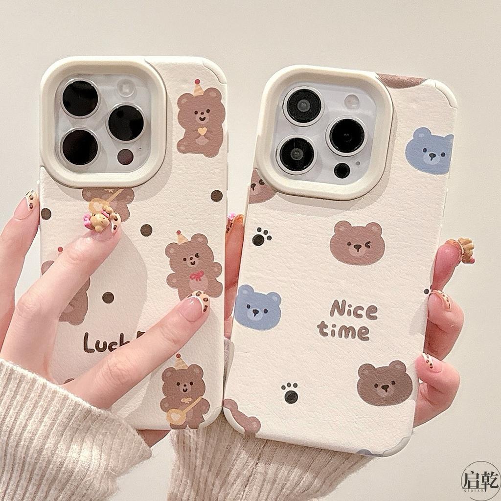 Korean Style Brown Bear for IPhone16/15 Mobile Phone Case for Apple 14/13 Promax Cartoon 12 Skin 11
