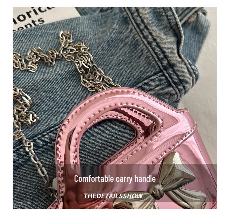 2024 Блестящая лаковая мини-сумка-корзинка через плечо с лазерной цепочкой для детей и женщин