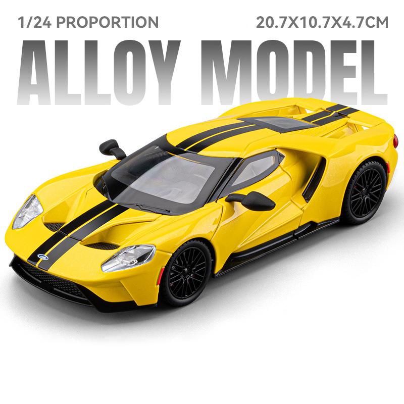 1:24 Ford GT Alloy Super Sports Car Model Diecasts Metal Racing Vehicles Car Model High Simulation Sound and Light Kids Toy Gift