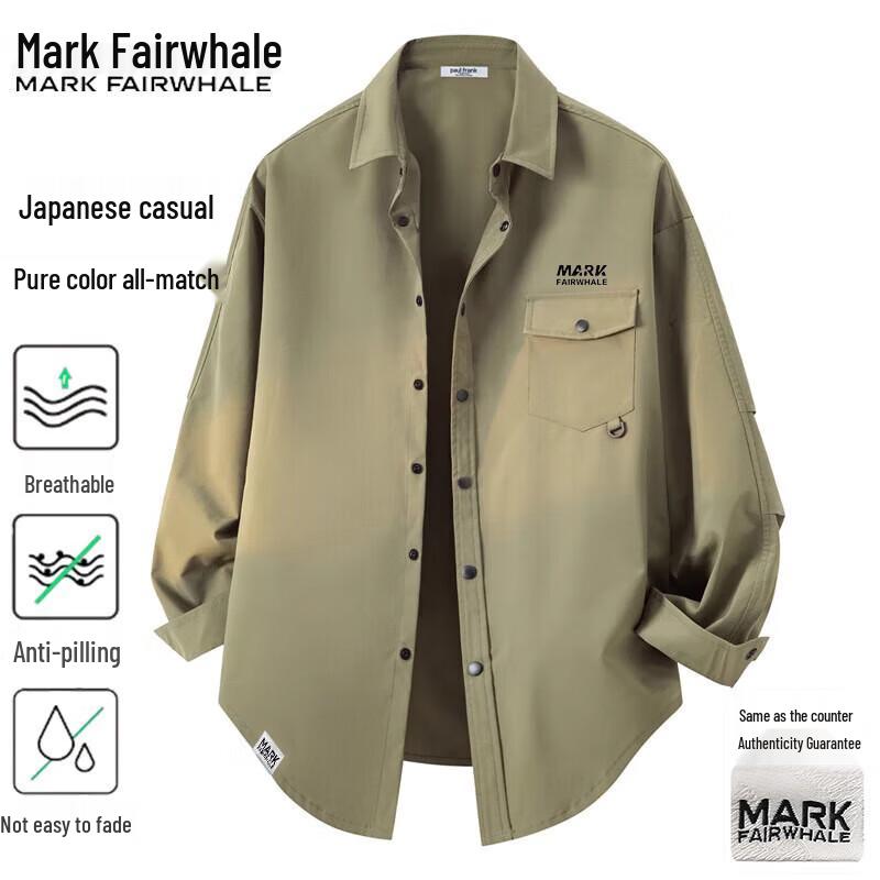 Mark Fairwhale Мужская свободная повседневная рубашка-куртка с длинным рукавом для активного отдыха