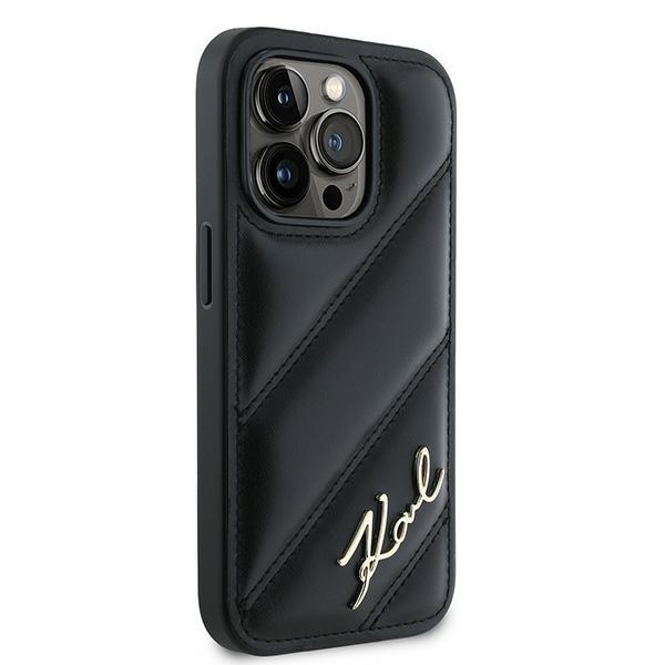Karl Lagerfeld Klhcp14Lpqdsmgk Iphone 14 Pro 6.1 Czarny/Black Hardcase Diagonal Quilted Script