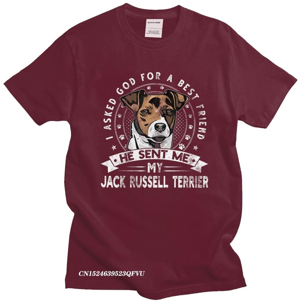 Grunge Style Jack Russell Terrier Men Camisas Men Casual Dog Friend Tshirt Distressed Print Premium Cotton Tee Camisas