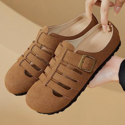 Обувь женская обувь универсальная летняя новая полая шлепанцы с рыбьей костью носить высококлассные полузакрытые дышащие сандалии