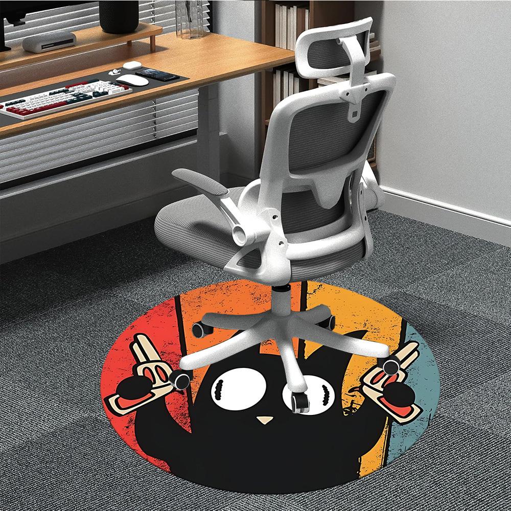 1pc Gangster Cat Office Round Area Rug, Under Office Chairs Bedroom Living Room Home Decor, Room Deco, Available in Various Sizes