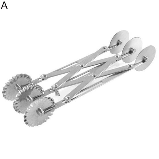 Pizza Hob Stretchable Non-rusting 2 Heads 37748 Wheels Stainless Steel Pastry Cutting