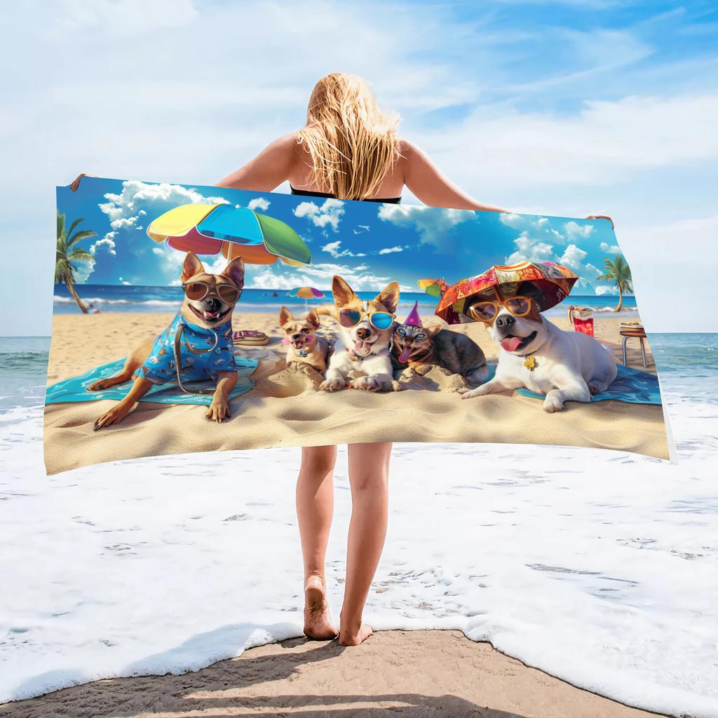 European And American Beach Towels Ins Wind Cows Animals Digital Printing Bath Towels Microfiber Beach Towels Quick Drying Water Absorption