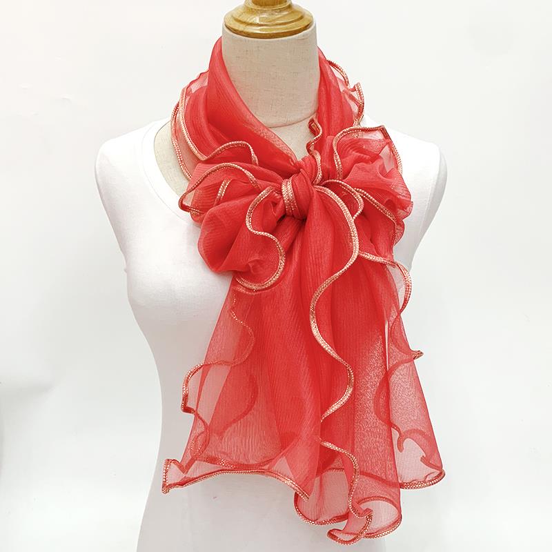 Lace Scarf Women Lightweight Hijab Elegant  Print Silk Neckerchief Shawl Wraps Headband Handle Hair Accessories Bandana