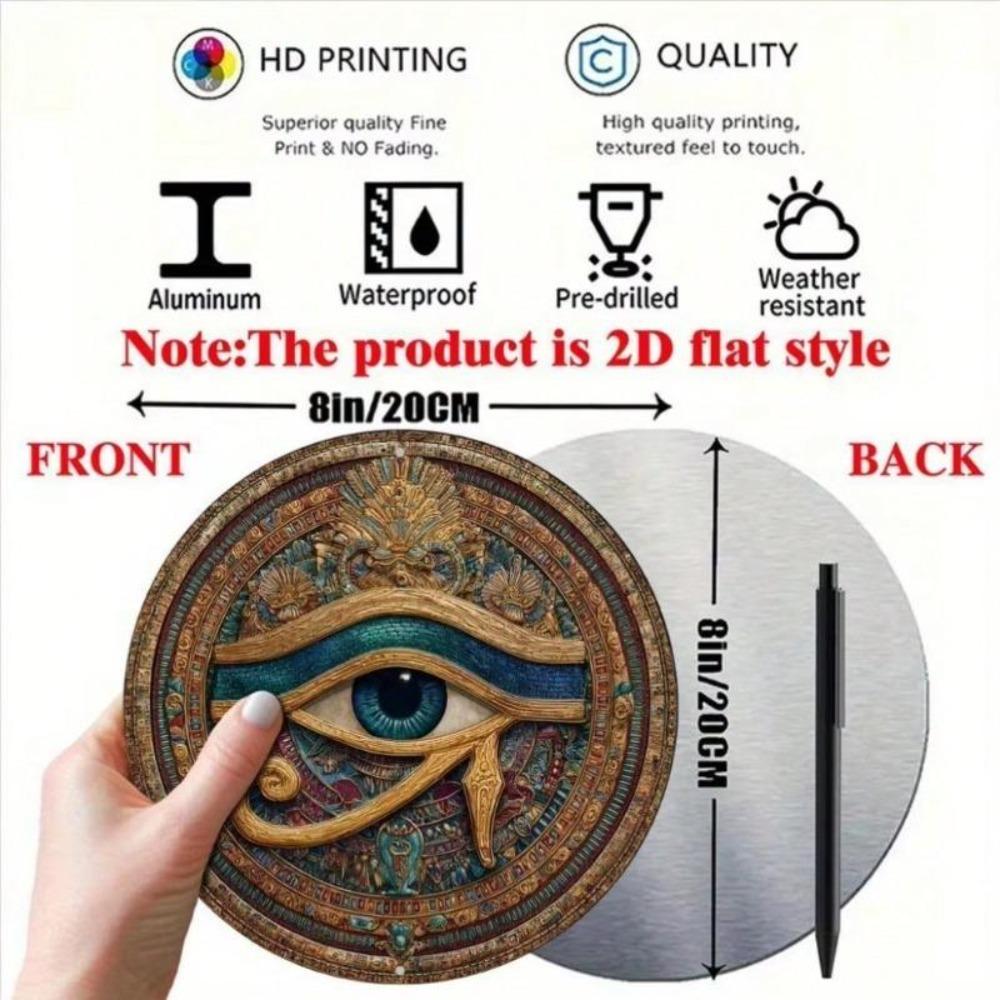 Eye Of Horus Egyptian Metal Wall Art Teal Blue Gold Protective Plaque