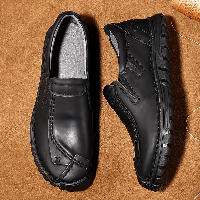Мужские мокасины коричневого цвета для походов, слипоны, обувь для вождения ручной работы, повседневная кожаная широкая обувь для отдыха на открытом воздухе для папы, большой размер