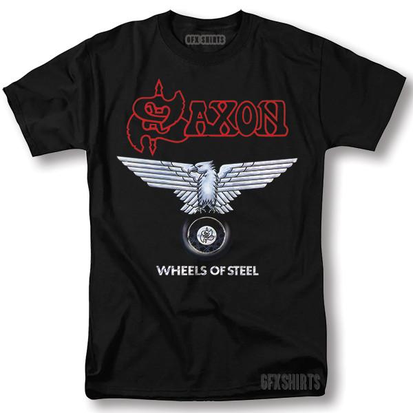 Футболка Saxon Shirt Wheels of Steel Рок-концертный тур Винтажный дизайн Унисекс