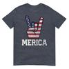 Merica Rock Sign 4th Of July Vintage American Flag Retro Usa TShirt