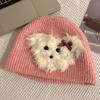 Dog Trendy Knitted Plush Winter Hat For Women Soft And Warm Fashionable Accessory