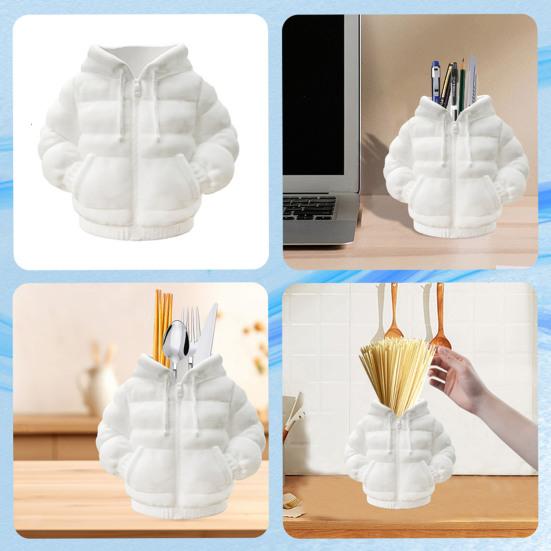 Pen Holder for Desk Down Jacket Shape Pencil Cup Multi-functional Makeup Brush Holder Desktop Organizer for Home Office School Supplies