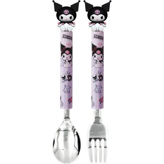 Lilpang Kuromi Figure Tongtong Mascot Spoon + Fork Set, a Popular Character In Korea