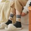 1/5 пары Плюшевые теплые носки для собак Женские зимние Носки с цветовыми блоками Средней длины Мягкая пушистая ткань Американский ретро Мультяшный дизайн Уютные Хлопок