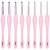 8Pcs Crochet Hook Thread Knitting Tools ABS Plastic Handle Ergonomic Sweater Needles Pink
