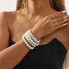 Baroque Pearls Bracelet White Wide Bangle Unique Elastic Bracelet Girl