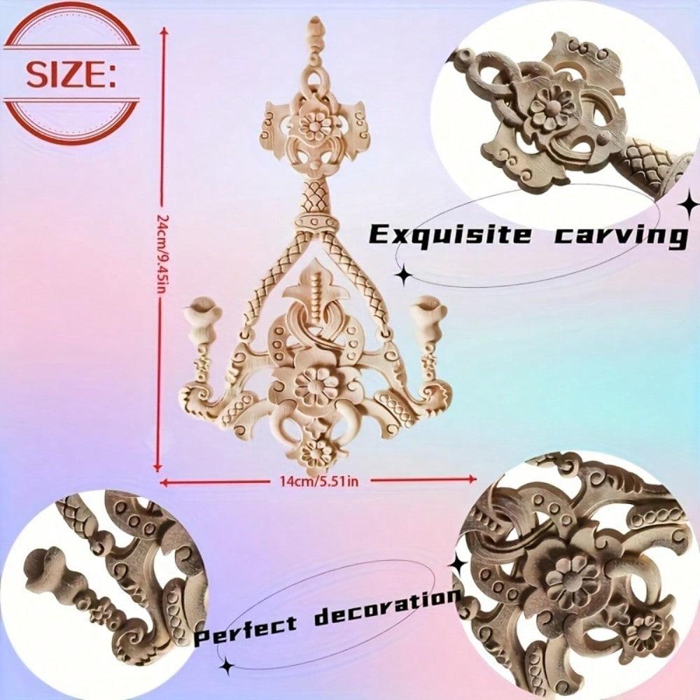 1 шт. деревянная аппликация деревянная резная аппликация резьба по дереву наклейка для двери кровати шкаф зеркало украшение(14*24 см/5,51*9,45 дюймов)