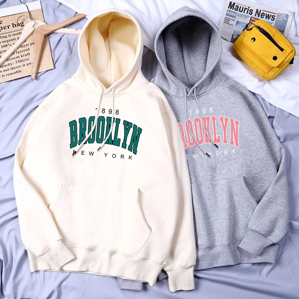 Мужские толстовки с длинными рукавами «Бруклин 1898», Нью-Йорк, США, женские толстовки с принтом, осенне-зимняя толстовка, одежда, свободная толстовка большого размера