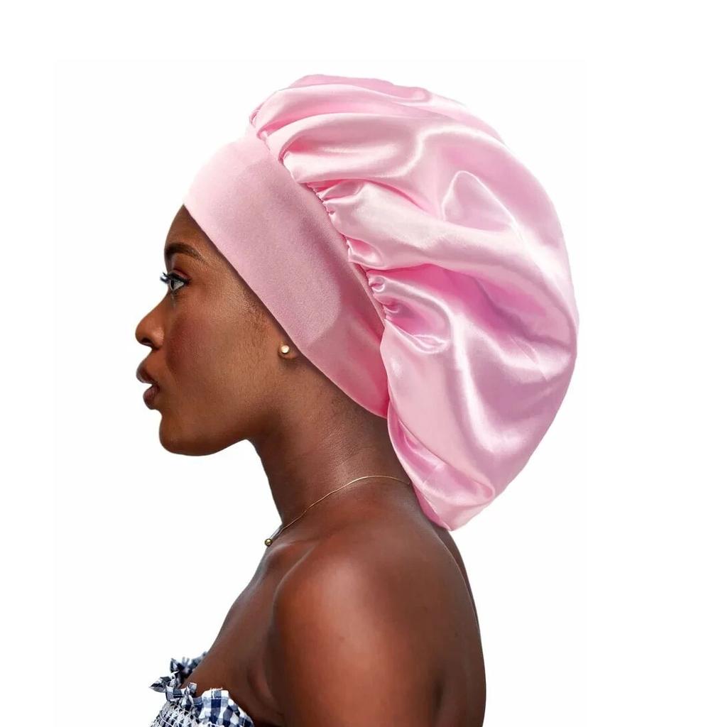1pc Big Bonnets for Women Hair Care Large Satin Bonnet Silk Bonnet Hair Wrap for Sleeping Sleep Cap With Elastic Soft Band