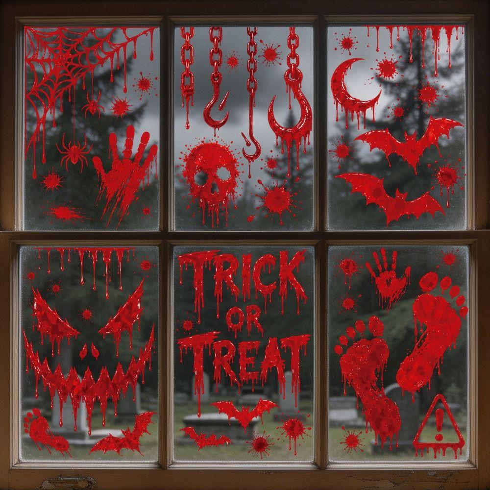 Reusable Halloween Window Stickers Scary Realistic Electrostatic Window Decals Home Decoration