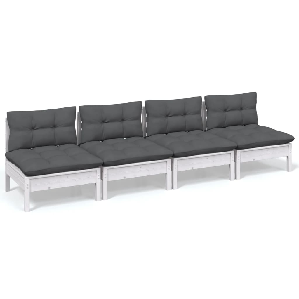 Vidaxl 4-Osobowa Sofa Ogrodowa Z Antracytowymi Poduszkami, Sosnowa