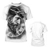 Fashion Jesus 3D Print T Shirt For Men Street Trend Short Sleeves Top Summer Oversized T-Shirt Clothes Casual O-neck Sweatshirt