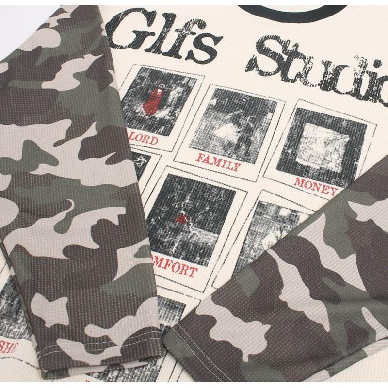 2026 American Vintage Camo Crewneck Sweatshirt Long Sleeve Waffle Knit Casual Top Teens