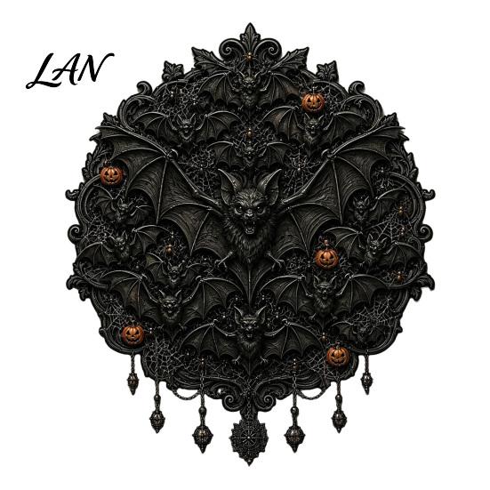 Halloween Hanging Ornaments Gothic Wall Decor, Vintage Relief Skull Ghost Bat Dark Home Interior Pieces Plaque, Aesthetic Art for Entryway Living Room
