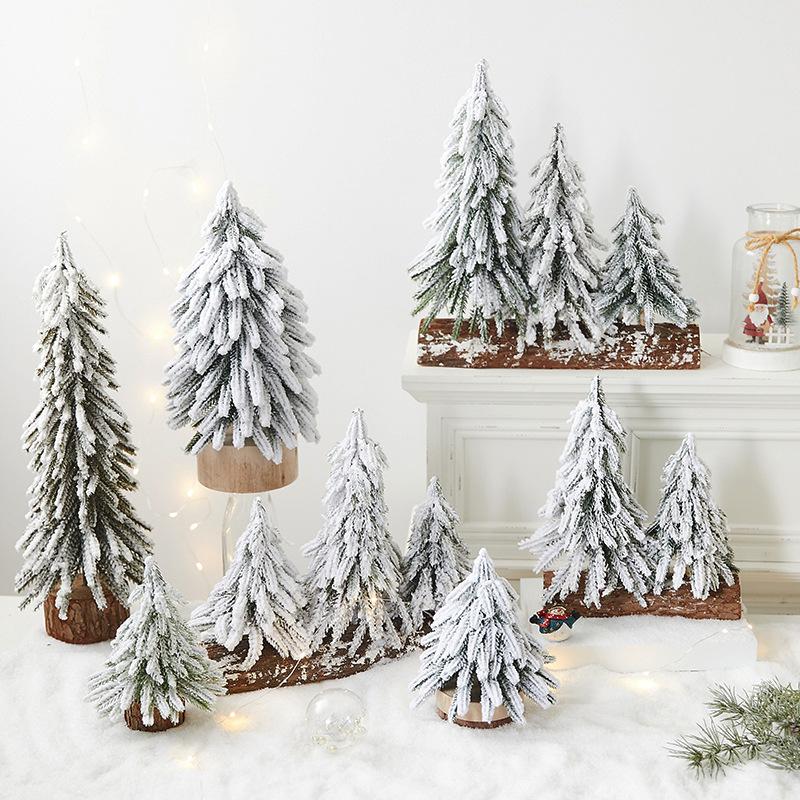 1PC Mini Snowy Christmas Tree Falling Snow Christmas Tree Desktop PE Christmas Tree PE Snowy Xmas Ornament
