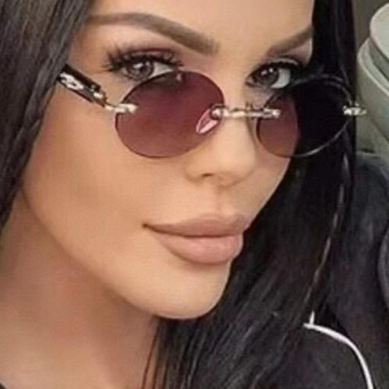 New Frameless Oval Sunglasses High-End Light Luxury Women'S Fashionable Summer Beach Vacation Sunglasses
