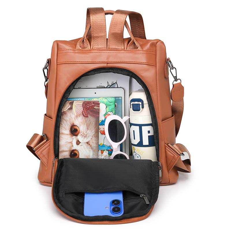 Рюкзак большой вместимости Женский рюкзак с надписью Дорожная сумка из мягкой кожи Многофункциональная сумка через плечо