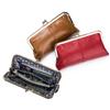 European Retro Genuine Leather Long Clutch Wallet with Clip Clasp - Large Capacity