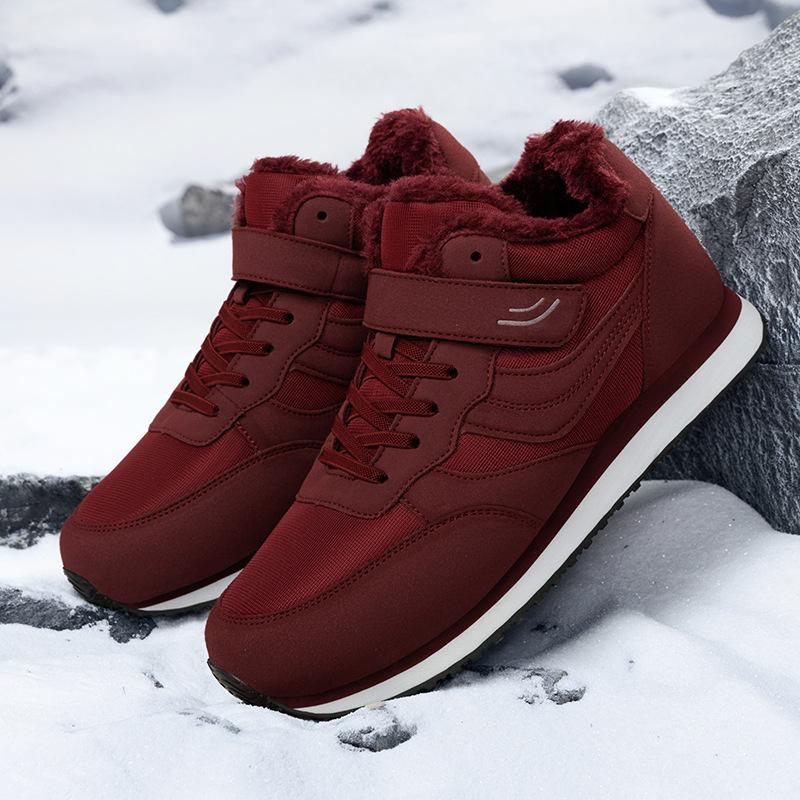Свободная нескользящая обувь для пожилых женщин, обувь для ходьбы, бархатная теплая обувь для мам среднего и пожилого возраста, высокие хлопковые ботинки, женские зимние ботинки