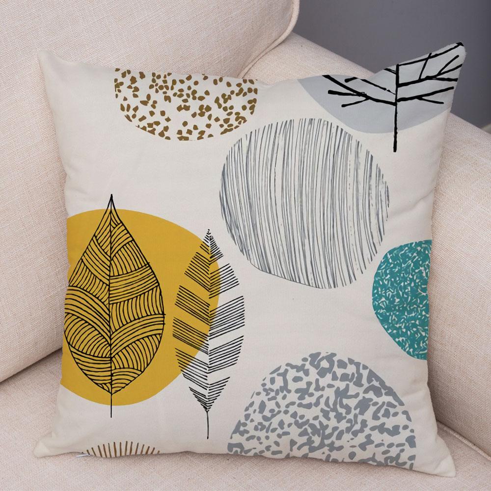 Абстрактное искусство, декоративная наволочка с геометрическим растением, деревом, цветком, диван, домашняя автомобильная наволочка