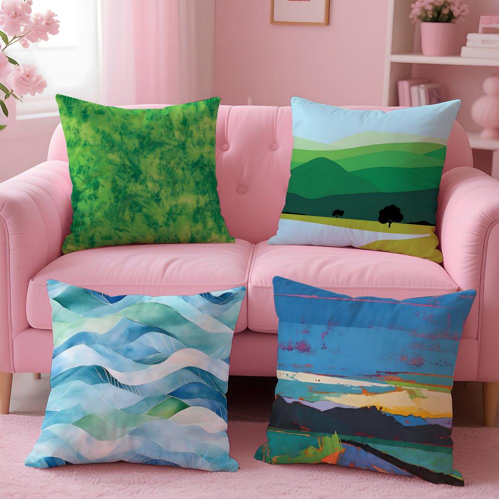 Landscape Cushion Cover Comfortable Reversible Pillow Cover Ideal for Car Sofa Bedroom Beyond