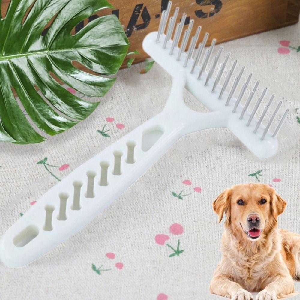 Stainless Steel Dog Rake Comb Double Row Dog Hair Fur Shedding Remove Dog Comb Brush Grooming