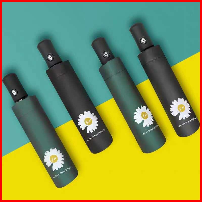 Ins Quan Zhilong Vinyl Umbrella Fully Automatic Umbrella Male And Female Students Gd Small Daisy Folding Sun And Rain Dual-Purpo
