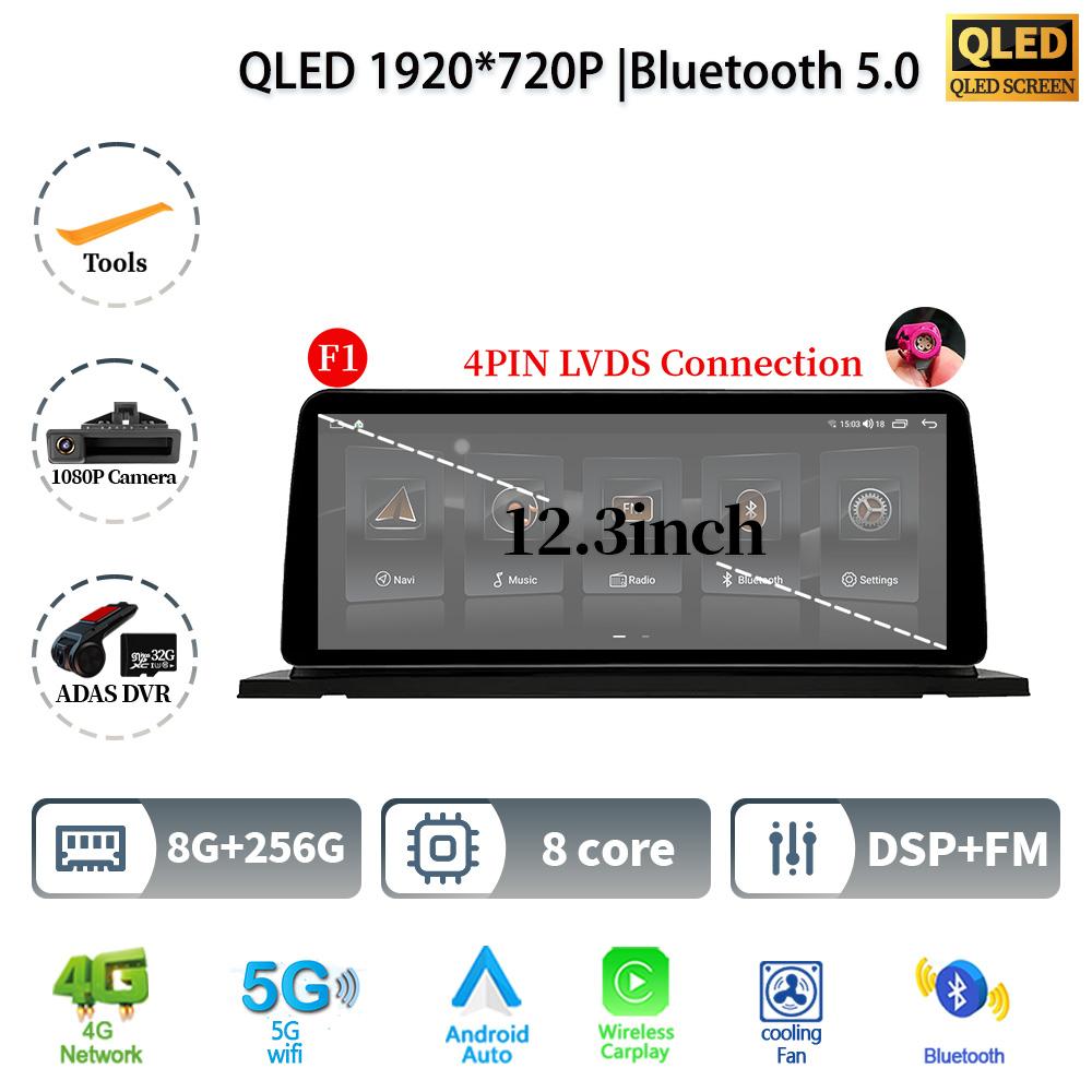 12,3" для BMW 5 серии F07 GT 2011-2017 Android 14 автомобильное радио мультимедиа стерео 4G GPS навигация WIFI беспроводной BT CarPlay экран