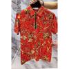 2025 Summer New Short Sleeve Men's Casual Trendy Printed High Elasticity Non-Iron Shirt Men's Zipper Short Sleeve