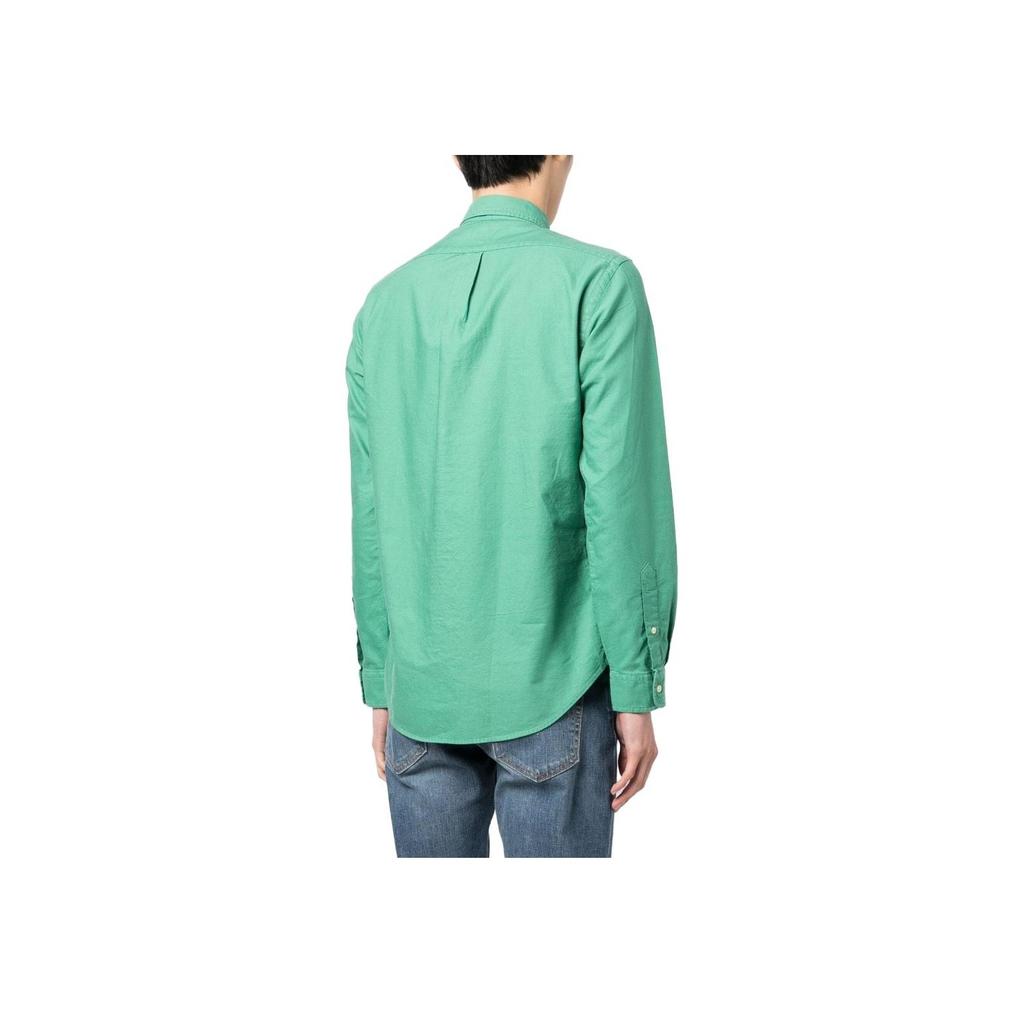 Polo Ralph Lauren Ss23 Logo Embroidered Button-Down Collar Long Sleeve Shirt Men Shirts Jade-Green 710873089-003