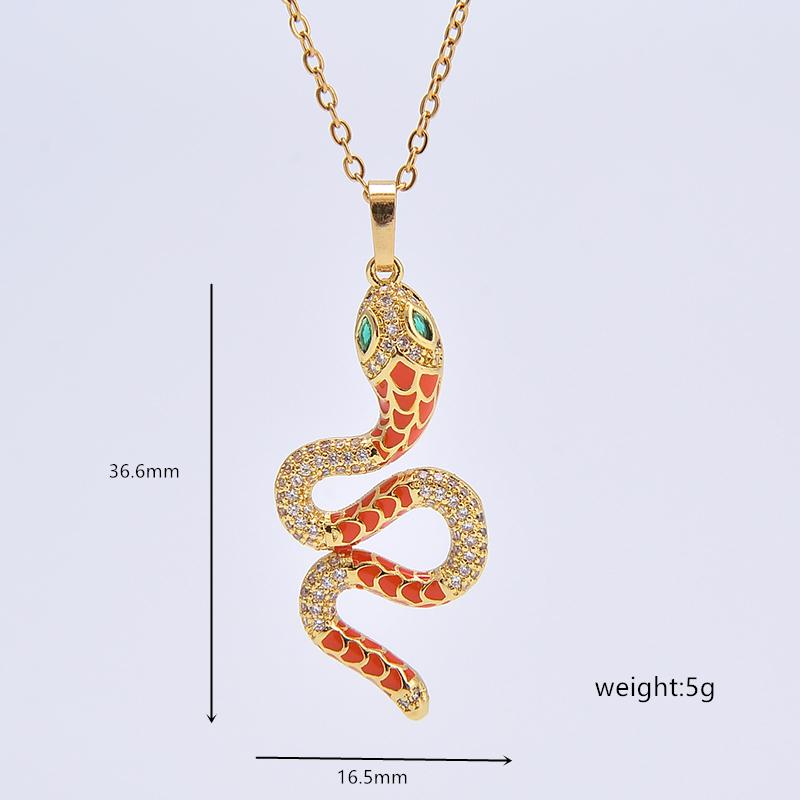 HECHENG,Enamel Snake Necklace,Gold Color Snake Pendant Necklace For Women Trend Aesthetic Zircon Wholesale
