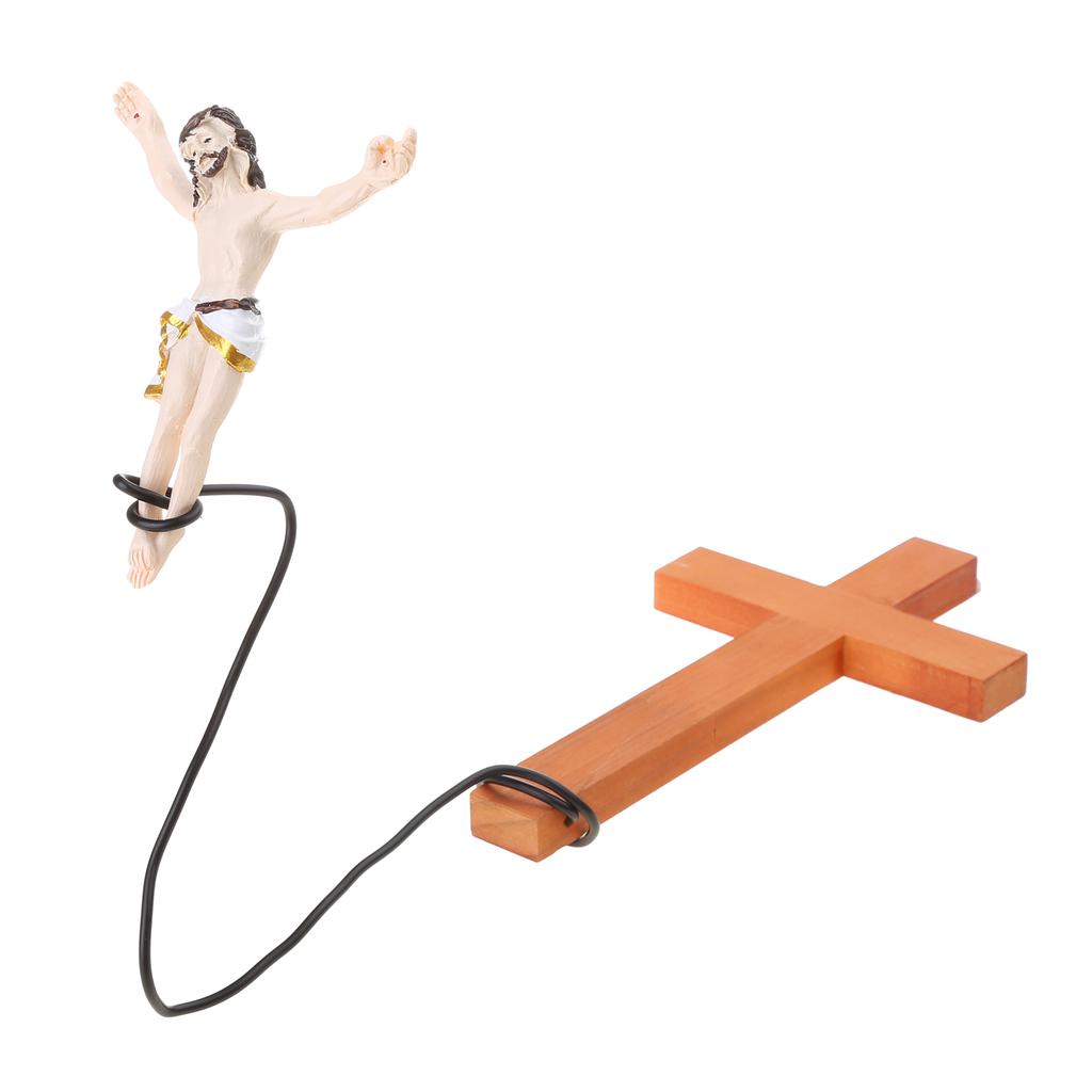 Innovative Cross Decor Bungee Jumping Jesus Christ Figure Wood Cross Religious Art Pieces Resin Crafts Ffor Home Decor