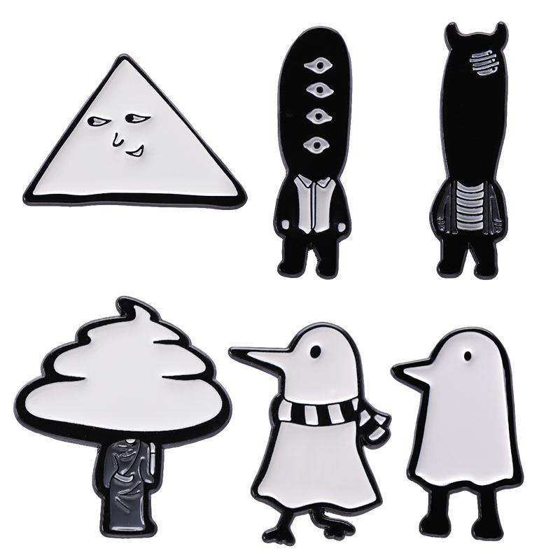 Witch Ghost Set Enamel Pin Brooch Punk Frog Skull Potted Cat Black Bird Animal Flower Medicine Bottle Badge Love Jesus Jewelry