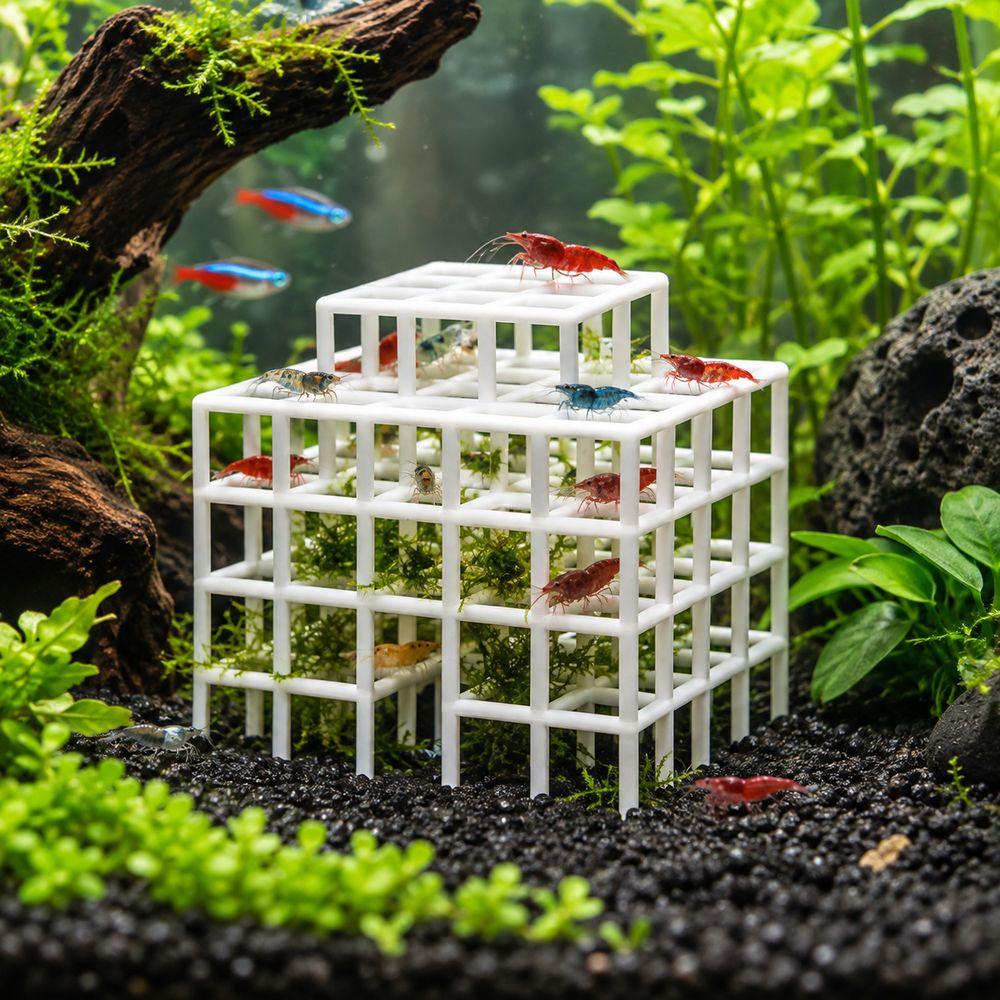 Grid Multi-level Aquarium Cave Ornament 3D Printed Shrimp Hiding Place Home Aquarium Decoration
