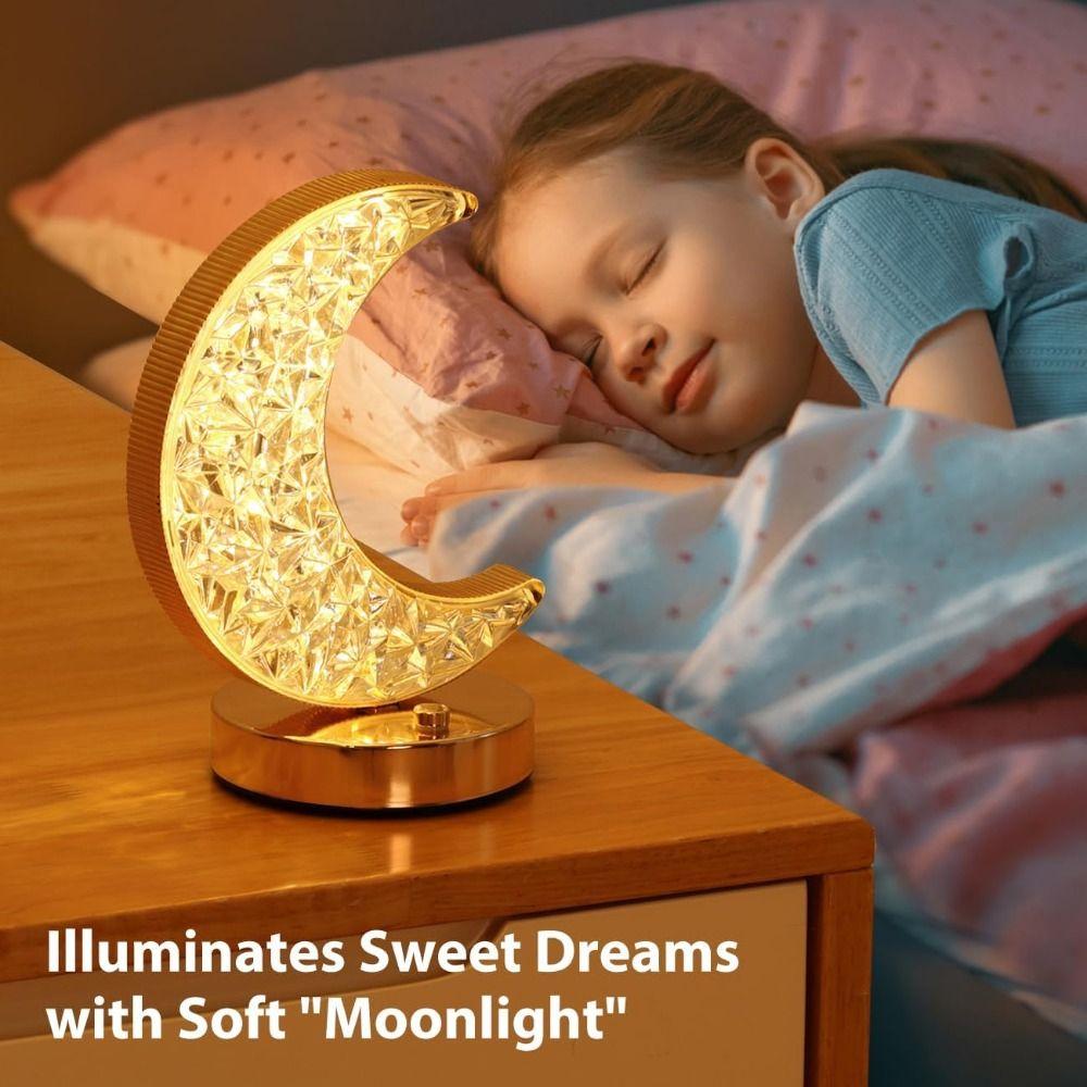 USB Rechargeable Led Touch Table Lamp 3 Color Dimmable Beside Lamp Crystal Night Light