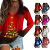 Женская повседневная мода рождественский графический принт повседневный принт длинный рукав О-образный вырез пуловер топ блузка