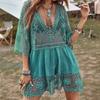 Swimsuits Woman Sexy Beach Cover Up V-neck Women Beach Tunic Dress Sarong Bikini Cover Up Crochet Top For Women Beachwear