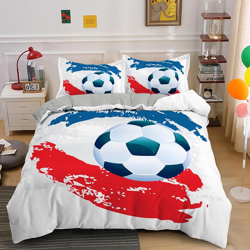3D Soccer Bedding Duvet Cover Set 3 Piece Comforter Cover For Teen Boys Sports Football Microfiber Queen/King Size Quilt Cover