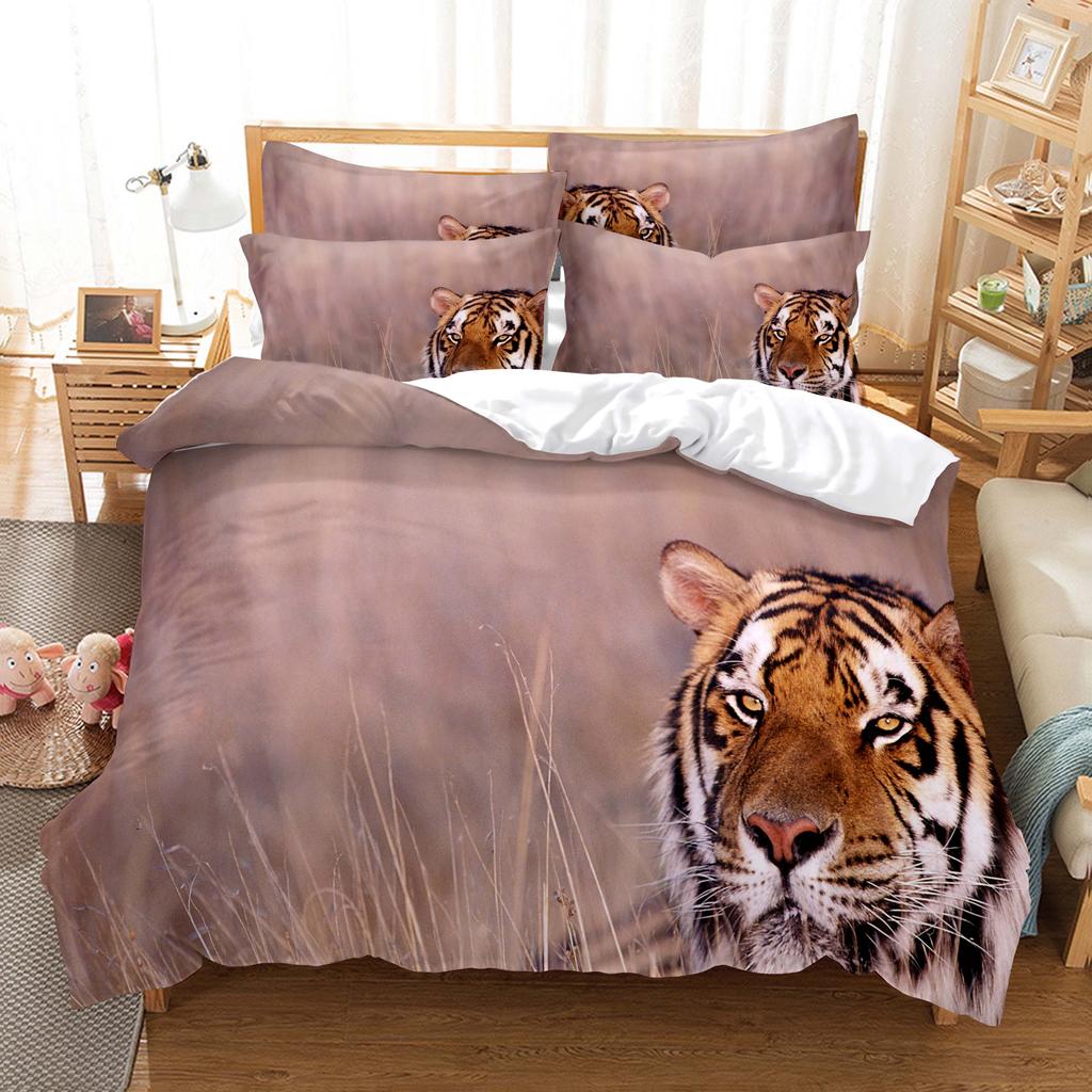 Tiger Duvet Cover Set King Size 230x260 Double Bed Single Queen Full Animal Quilt Case Linen 3D Pillowcase Twin Bedding Sets